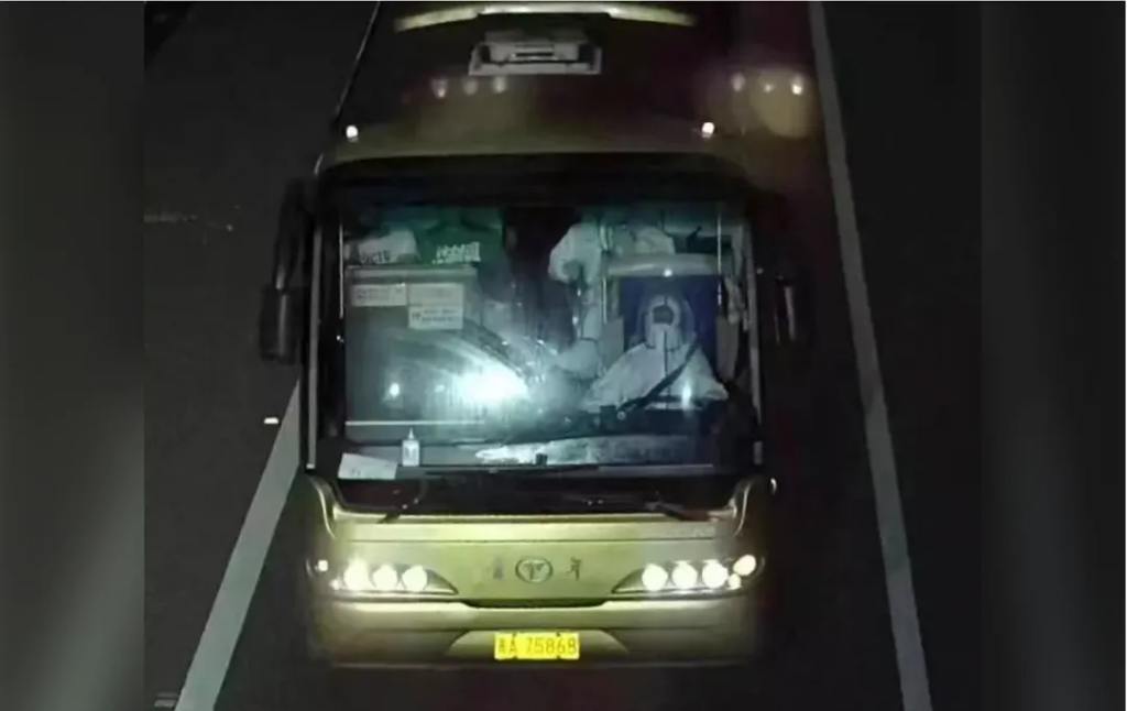 The patient transfer bus which overturned around 2 am